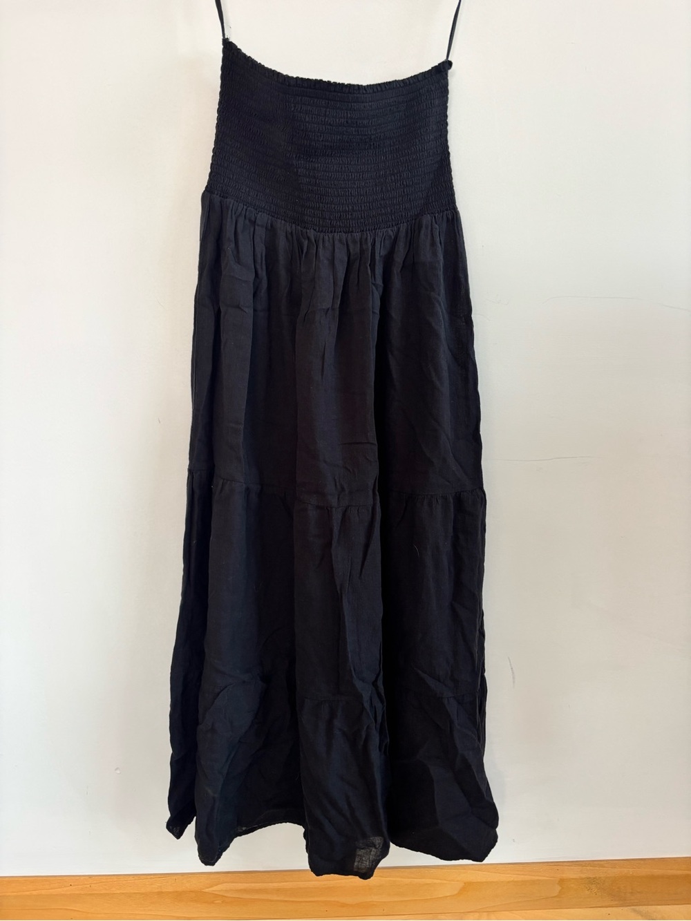 100% Cotton Flattering and Comfortable Black Smocked Flowy Maxi Skirt